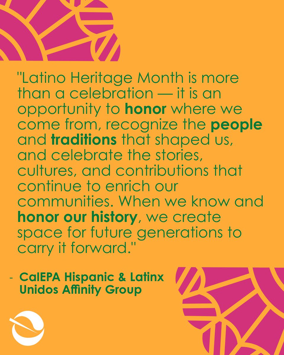 CaliforniaEPA's tweet photo. Happy Latino Heritage Month! This month we're honoring Latino culture and the community members who have fought and continue to fight for environmental health and safety. #LatinoHeritageMonth #CalEPA https://t.co/AvTCObNsYD