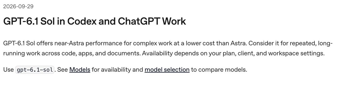 AgiGuard8's tweet photo. GPT 6.1 sol is released https://t.co/La9c6Cp35M