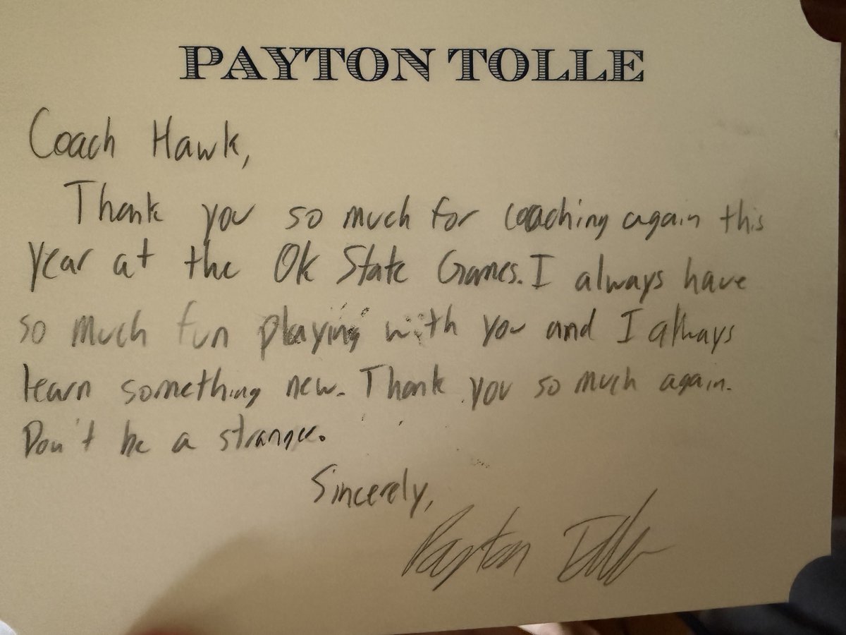 jacobunruh's tweet photo. You've seen the Payton Tolle videos. The joy and fire he plays with. 

Here is a hand-written thank you note he mailed to a local high school baseball coach after he coached him in a summer series. 

Read how Tolle has always been the bringer of joy.

https://t.co/lisqgqfs8m https://t.co/YpkSxE4j8X