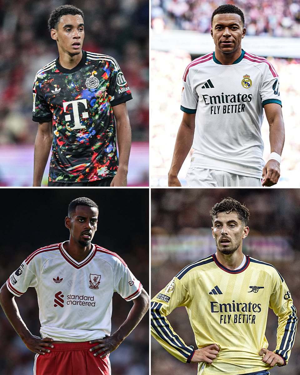 ESPNUK's tweet photo. A number of big names have picked up injuries during the international break 🤕
 
🚑 Kylian Mbappé - Real Madrid
🚑 Jamal Musiala - Bayern Munich
🚑 Kai Havertz - Arsenal
🚑 Brian Brobbey - Sunderland
🚑 Alexander Isak - Liverpool
🚑 Daniel Ballard - Sunderland
🚑 Eric García - Barcelona
🚑 Cody Gakpo - Liverpool
🚑 Raphinha - Barcelona
🚑 Martin Ødegaard - Arsenal
 
Who will their clubs miss the most? 👀