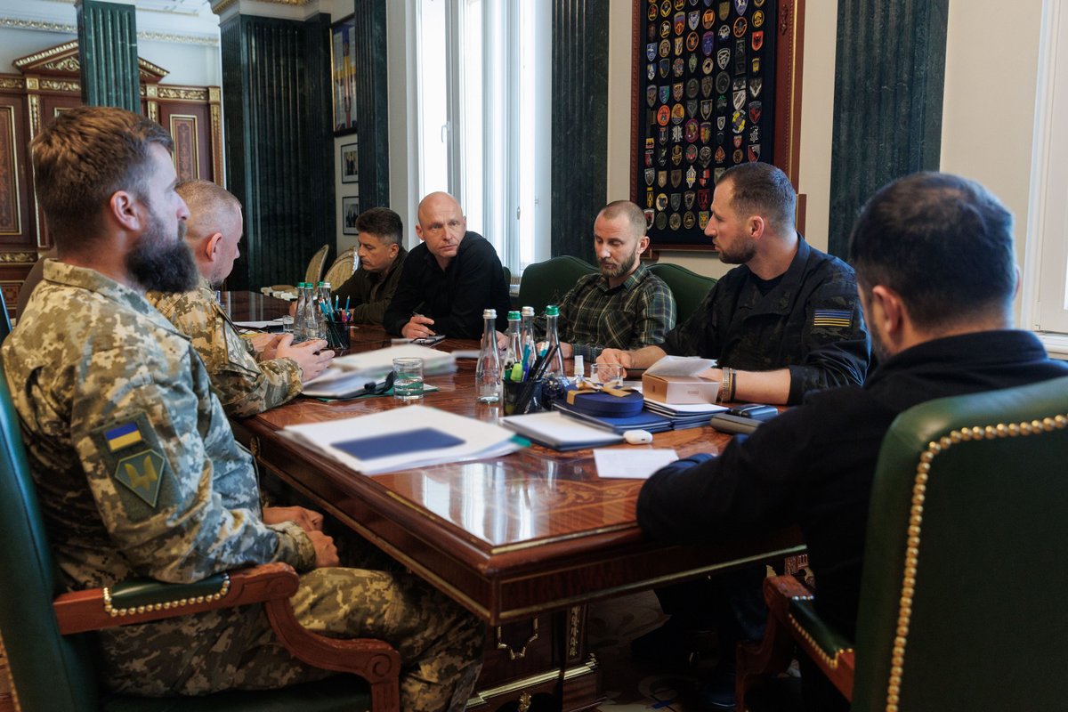 ZelenskyyUa's tweet photo. A detailed discussion with the Ministry of Defense of Ukraine and the military officials responsible for planning the production of Ukrainian weapons. 

First, we approved our long-range operations for October. 

Second, we identified the areas for the necessary supply of our F-16s by the end of the year. There are specific countries with which we are working on specific aviation packages. There will be a boost in the near future. 

Third, the system for countering jet-powered “shaheds.” We identified the first prototypes that can already become effective weapons. There are clear timelines, funding, and production volumes that must be secured for this particular weapon. 

We are also working on additional technological solutions for protection and a larger number of effective interceptors. Glory to Ukraine!