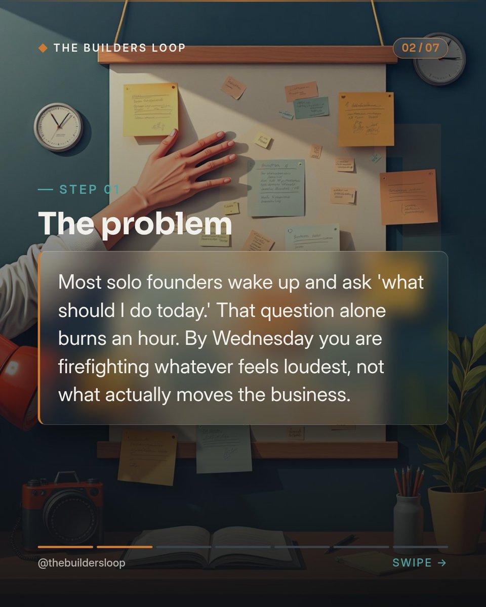 BibiMeccats53's tweet photo. Most solo founders don’t fail because of a bad idea. They fail by treating each week like a to-do list instead of a rhythm. Assign each day one job: Monday for building; Tuesday and Wednesday for shipping and outreach; Thursday for support and https://t.co/Ds1PCFxWta