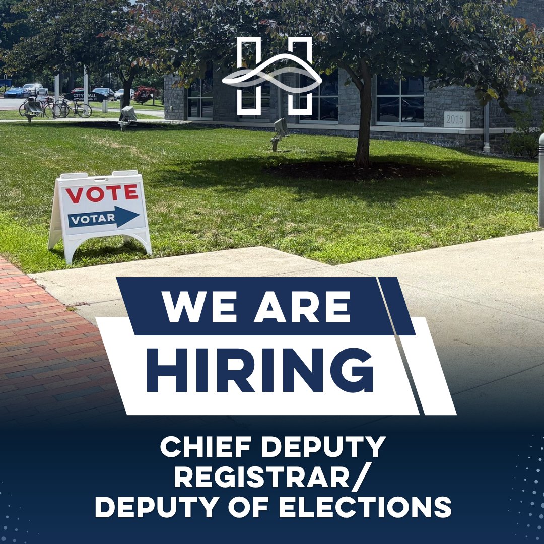 HarrisonburgVA's tweet photo. We're hiring! The Chief Deputy Registrar/Deputy of Elections position is a unique administrative career opportunity that has a direct and meaningful impact on the local community!

Learn more: https://t.co/SoFf5YGoYR https://t.co/lU7O5SMw2R