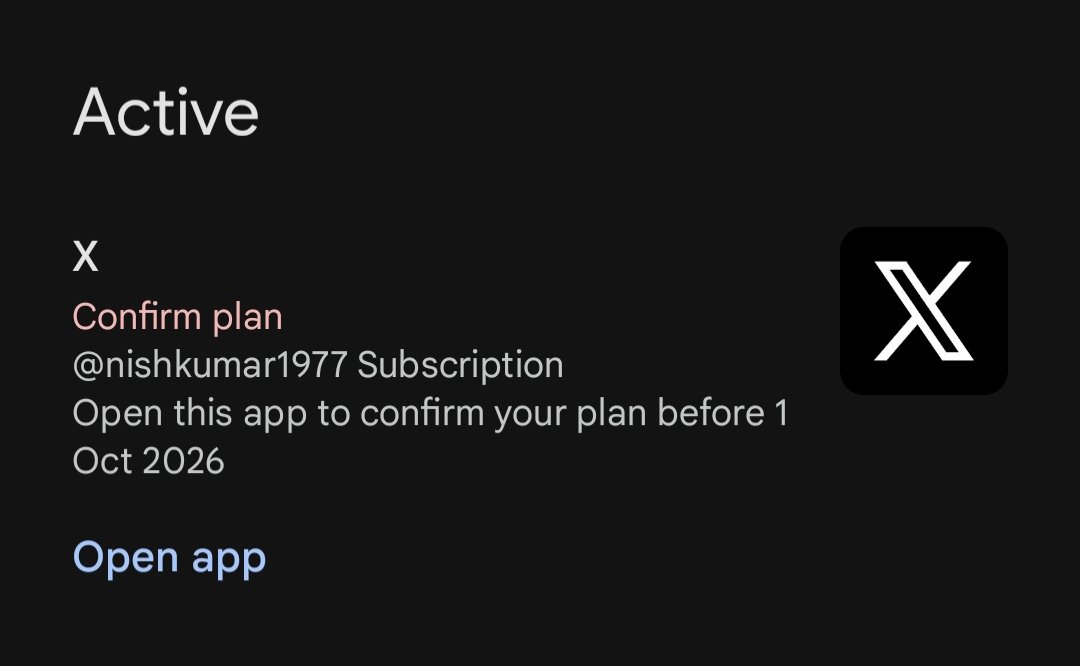 Shreyansjh's tweet photo. @X I have subscribed for @nishkumar1977 yesterday night. But yet it's showing subscribe to view content. Attaching the screenshot, I'm clicking on open app or confirm plan, it's redirecting to Nishant sir profile with button to subscribe. Pls look into this. https://t.co/MG5eaj7aVV