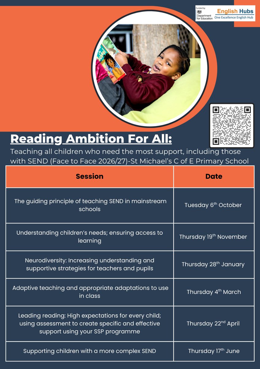 OneExcellenceEH's tweet photo. Join us for this face to face or online powerful six-session CPD series designed to empower educators with the knowledge, strategies, and confidence to ensure every child becomes a successful reader—especially those with the greatest needs. https://t.co/Pj8Ni1lGsd