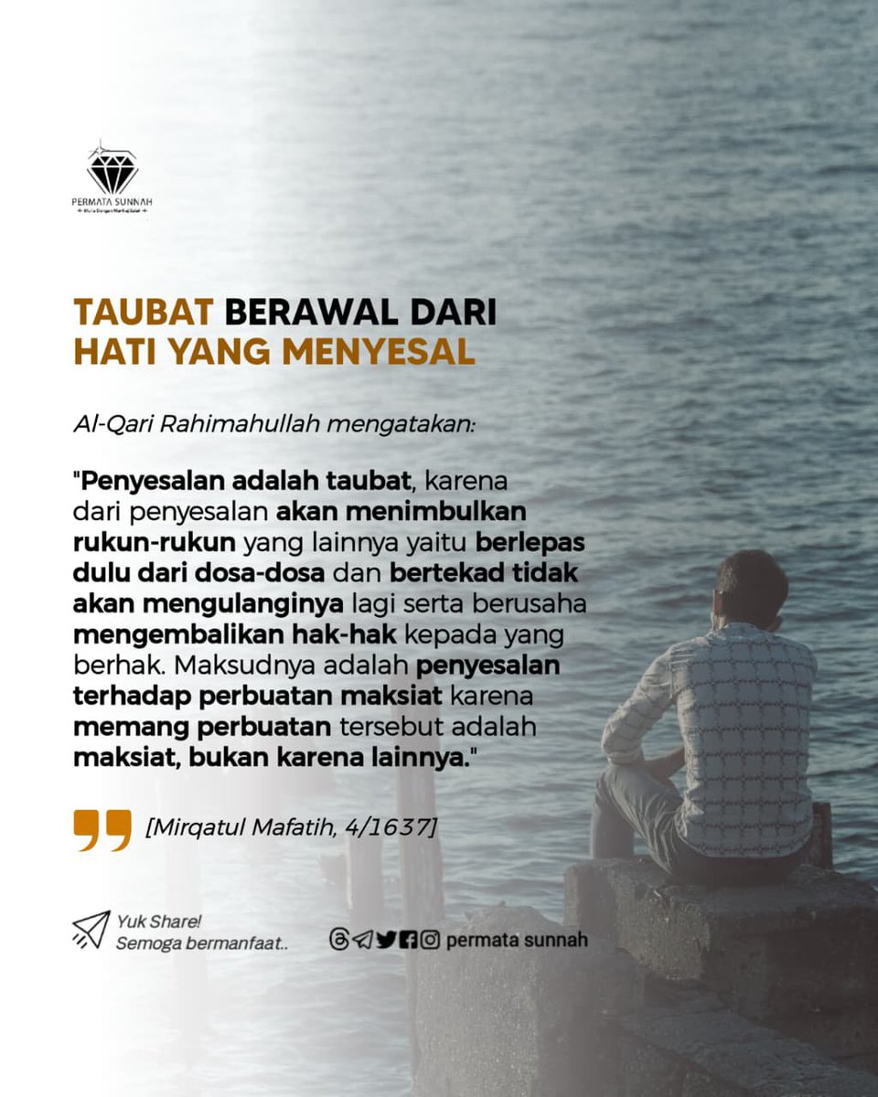 permata_sunnah's tweet photo. 🤍 Taubat Berawal Dari Hati yang Menyesal https://t.co/palW0E7xms