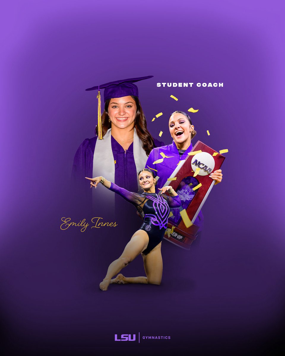 LSUgym's tweet photo. She’s staying in Baton Rouge 💜🙌 

Emily Innes will serve as a student coach for the Tigers this season! https://t.co/Ts2AmtmiaQ