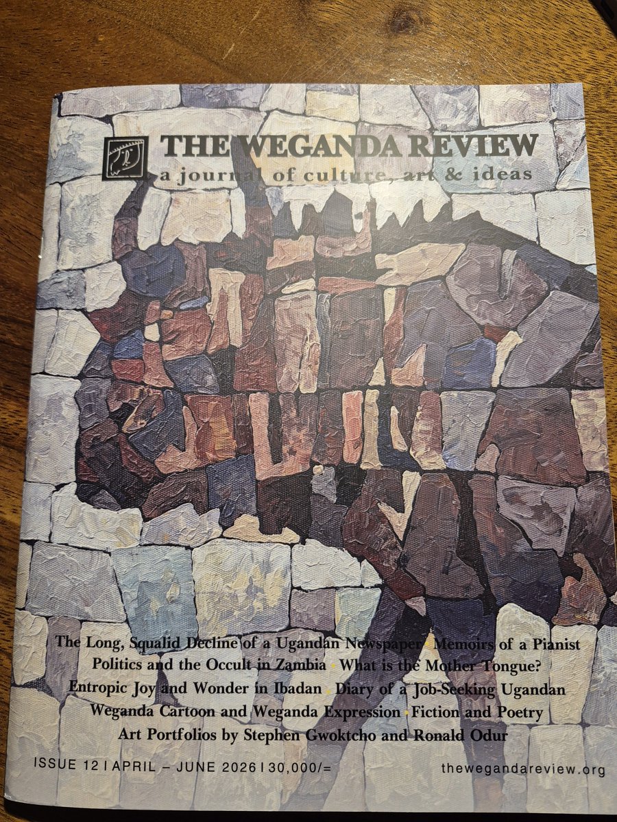 YusufSerunkuma's tweet photo. This is the @WegandaReview, arguably the most iconic publication on the Ugandan culture scene: art, culture, poetry, debate, the everyday. 

It is like stroll through a gallery.

The layout is so aesthetic, artistic. The pages breath freshness.  The print quality top-notch.

Thanks @Roduza