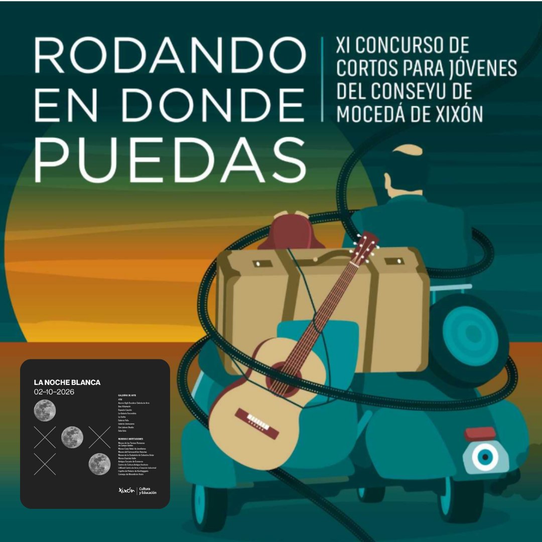 JuventudGijon's tweet photo. 📽️Fase final Concurso de Cortos Rodando en… donde puedas‼️
🌝Noche Blanca Gijón/Xixón - Proyección cortos finalistas Concurso
🗓️2 octubre 2026 ⏰21 h
📍Escuela Comercio
🎟️Entrada libre hasta completar aforo
👉https://t.co/nH6hRh943h
#concurso #cortos #CMX #NocheBlancaGijon https://t.co/Op6XVE7kbZ