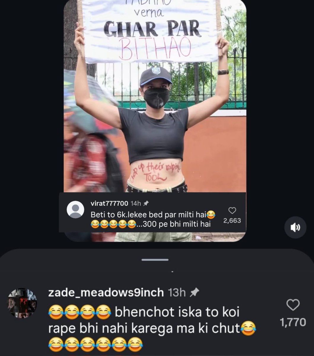 itsrevika's tweet photo. A post about women’s safety, and this is what the comment section looks like. Disgusting. https://t.co/op9yM2YZm5