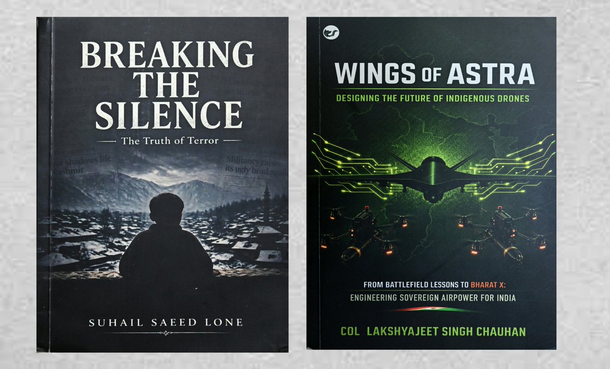 adgpi's tweet photo. Suhail Saeed Lone, an author and filmmaker, presented ‘Breaking the Silence-The Truth of Terror ’-a personal reflection on terrorism, its human cost and the enduring pursuit of peace in Jammu & Kashmir.

Colonel Lakshyajeet Singh Chauhan (Retd) presented ‘Wings of Astra: Designing the Future of Indigenous Drone’ - a practitioner’s perspective on building sovereign and operationally relevant indigenous drone capabilities.

Mr Surjeet Thakur, Headmaster of Government High School, Kangra, Himachal Pradesh and a national-level sketch artist, presented a handmade sketch to the #COAS.

The #COAS appreciated these literary and creative pursuits and highlighted their role in fostering a culture of learning and professional excellence. (2/2)

#JAIseVIJAY
@DefenceMinIndia
@EduMinOfIndia
@DIAV20