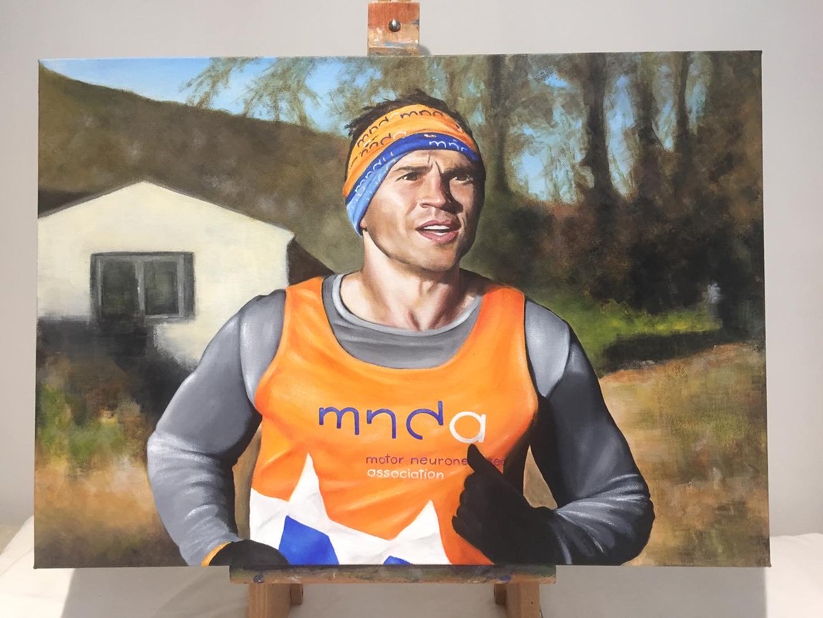 armleyartist's tweet photo. I’ve got all my gear ready and am grateful to be taking part in tomorrow’s #extramile with Sir Kev at Bradford. Hoping that I can look like Kev in my painting of him on his first #7in7 !
Running in memory of Rob🧡
#mnd #kevinsinfield #onerobburrow #theextramile https://t.co/qJopVeI1zv