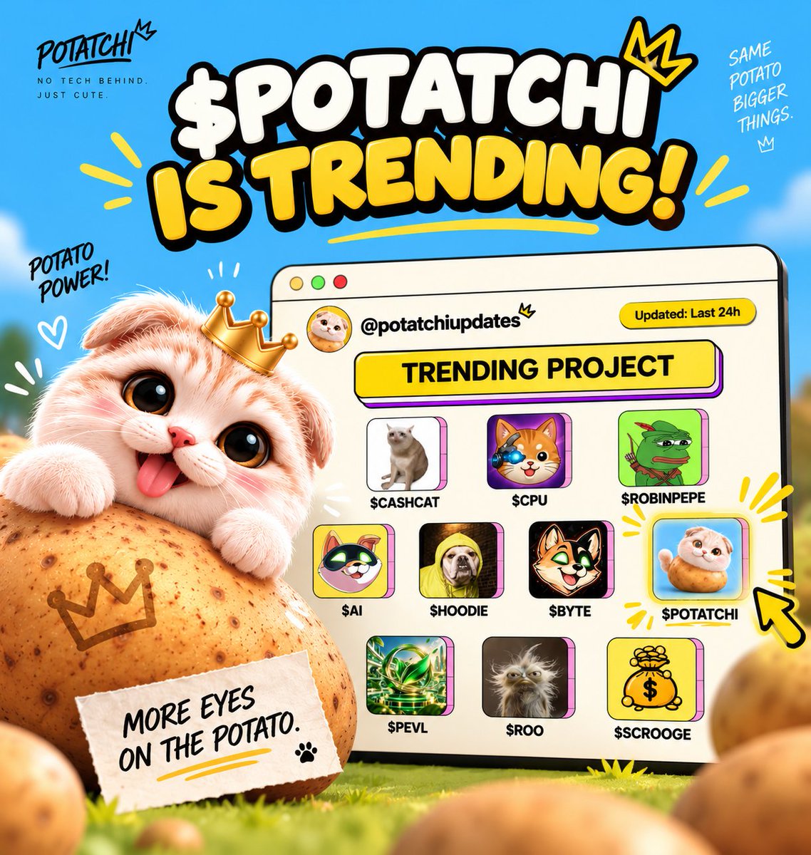 PotatchiUpdates's tweet photo. 🥔 robinhood:0xfad17d7cc41d9c9ca4a459da798a4446dd217974 IS TRENDING!

Spotted on RobinHub’s Trending Projects in the last 24H. 👀

Another sign that more eyes are finding the potato.

Keep watching. Keep building. 🐾🥔 https://t.co/Wtu4pHpGcV