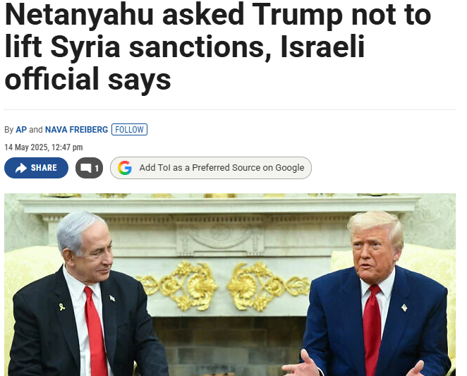 QalaatAlMudiq's tweet photo. Israel pushed to lift sanctions on Assad.

After Assad fell, Netanyahu personally lobbied to *keep* them.

Here are the basic facts: #Syria rejected Iranian imperialism & its #IRGC-led occupation while it is pursuing - instead of being an Iranian proxy such as Hezbollah - its own policy focused on rebuilding the country.

That didn't go down well in pro-Iran circles: nearly 2 years on, they are still stuck in the grieving process.

And that explains the hysterical reaction of pro-Iran/Hezbollah camp, flooding social media with misinformation, while Hezbollah trained cells to carry out attacks in Syria to destabilize post-Assad transition.

Axis of Captagon supporters can be as loud as they want - echo chambers don't change facts.