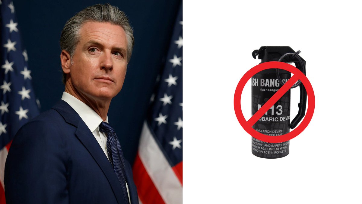 GovPressOffice's tweet photo. NEW: @CAGovernor Gavin Newsom just signed a bill that puts restrictions on the use of flash-bang grenades and explosive breaching charges, including in immigration-enforcement activities. https://t.co/2R7AYELyuT