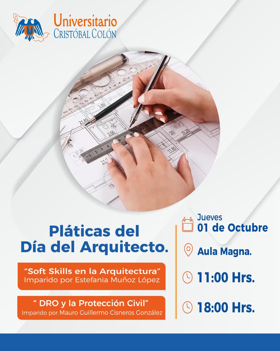 ucc_buap's tweet photo. 📐 Celebremos la arquitectura compartiendo ideas, conocimiento y nuevas perspectivas.

Te esperamos para ser parte de esta jornada con nuestra comunidad universitaria. 💙🧡

#SerUCCesSerGanador https://t.co/z5Zcd7T6YH