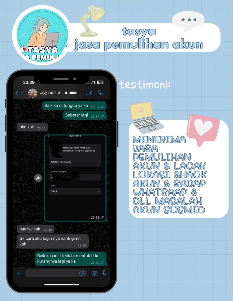 bivule's tweet photo. OPEN JASA PEMULIHAN &amp; HAPUS AKUN SOSMED🔔

Melayani‼️

🌸Pulihkan &amp; Pulihin/Balikin Akun
🌸Hapus/Nonaktifkan Akun
🌸Hack Akun
🌸Sadap Wa/All Sosmed
🌸Reset Hp
🌸Lacak Lokasi

(Instagram,Tiktok,Gmail/Email,Facebook,Telegram,Twitter/X,Dll)
Konsultasi? WhatsApp di bio!
#zonauangㅤ https://t.co/Hbrmglkdmp