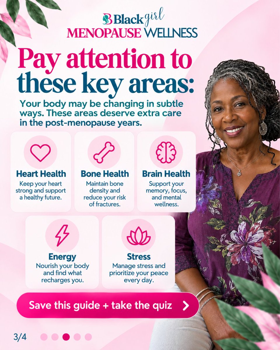 CharmaineVShaw's tweet photo. Menopause is a milestone, not the finish line. Post menopause can last for decades, and your heart, bones, brain, energy, stress, and overall well-being deserve continued attention.

#BlackgirlMenopauseWellness #PostMenopause #HealthyAging #MenopauseHealth #BlackWomenOver50 https://t.co/mf5foUivBk