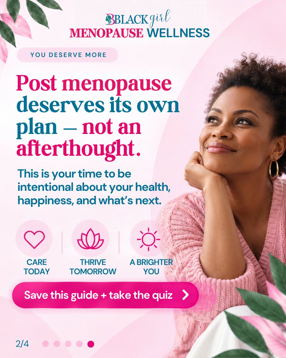 CharmaineVShaw's tweet photo. Menopause is a milestone, not the finish line. Post menopause can last for decades, and your heart, bones, brain, energy, stress, and overall well-being deserve continued attention.

#BlackgirlMenopauseWellness #PostMenopause #HealthyAging #MenopauseHealth #BlackWomenOver50 https://t.co/mf5foUivBk
