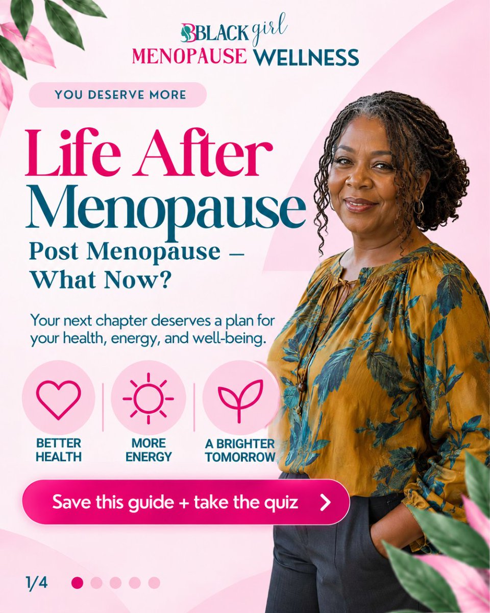 CharmaineVShaw's tweet photo. Menopause is a milestone, not the finish line. Post menopause can last for decades, and your heart, bones, brain, energy, stress, and overall well-being deserve continued attention.

#BlackgirlMenopauseWellness #PostMenopause #HealthyAging #MenopauseHealth #BlackWomenOver50 https://t.co/mf5foUivBk