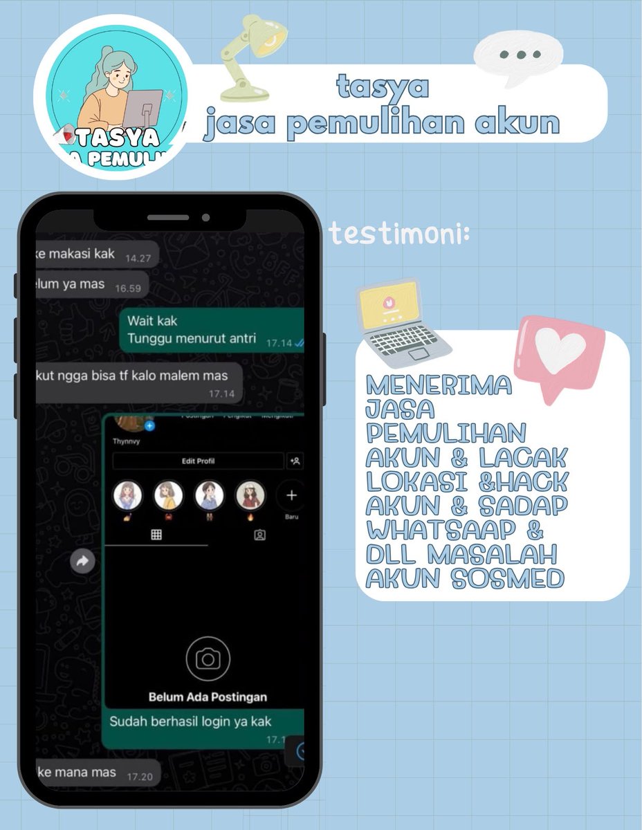 bivule's tweet photo. OPEN JASA PEMULIHAN &amp; HAPUS AKUN SOSMED🔔

Melayani‼️

🌸Pulihkan &amp; Pulihin/Balikin Akun
🌸Hapus/Nonaktifkan Akun
🌸Hack Akun
🌸Sadap Wa/All Sosmed
🌸Reset Hp
🌸Lacak Lokasi

(Instagram,Tiktok,Gmail/Email,Facebook,Telegram,Twitter/X,Dll)
Konsultasi? WhatsApp di bio!
#zonauangㅤ https://t.co/Hbrmglkdmp