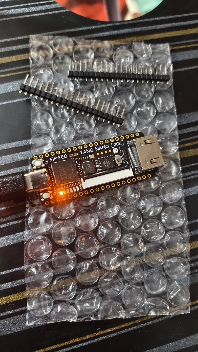 Silicon_Sandy's tweet photo. 🥹🫶 My first own FPGA!

I’ve used FPGAs before, but this one is special — it’s finally mine. ❤️

Meet my Tang Nano 20K ⚡

Officially joining the Tang Nano community! 
Excited to build, break, debug &amp; learn. 🛠️

Thanks @Robu_in &amp; @SipeedIO 🫶

#FPGA #TangNano20K #Verilog #VLSI https://t.co/o9FWdNM1Qp