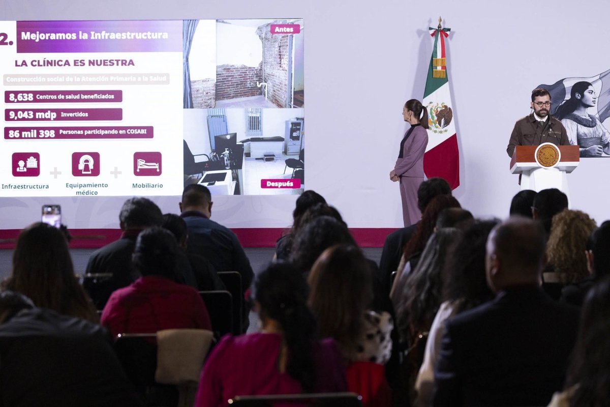 daniel_ser's tweet photo. Hoy, en su conferencia matutina, nuestra Presidenta, la Dra. @Claudiashein, dio a conocer avances en materia de salud: 33 nuevos hospitales durante los primeros dos años de administración, una inversión de 23 mil 799 millones de pesos y mil 535 nuevas camas hospitalarias. Además, se informó sobre la contratación de más de 49 mil profesionales de la salud para fortalecer la atención pública.👩🏻‍⚕️🏥

Hoy se fortalece la salud pública, lo que se traduce en mayores oportunidades de atención para millones de familias y en avanzar hacia un sistema donde la salud sea un derecho y no un privilegio.✅

En Cuautitlán Izcalli también hacemos nuestra parte. Con las Clínicas “Tu Derecho a la Salud”, hasta el mes de agosto se han brindado 35,758 consultas, estudios y servicios médicos gratuitos.💳

Seguiremos trabajando para que el derecho a la salud se viva todos los días y cada vez más cerca de las familias izcallenses.🧑‍🧑‍🧒‍🧒🩺

#ConferenciaCS #Salud #Avances #Atención