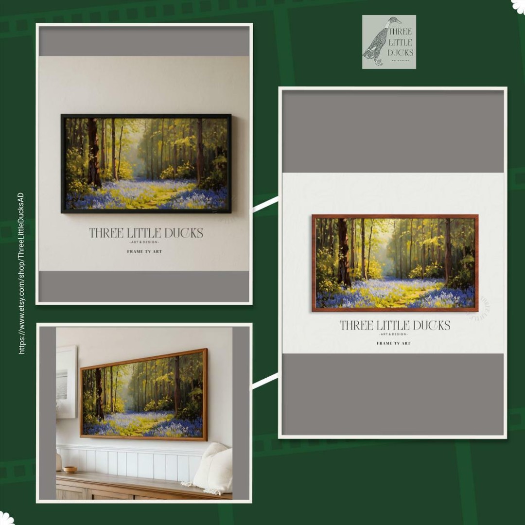 KellyGilmodk's tweet photo. Transform your living space into an enchanting woodland retreat with Spring Bluebell Woodland Samsung Frame TV Art. This digital download features a sunlit forest path, adding serene cottagecore charm to any decor. Perfect for cozy movie nights or https://t.co/fvE7bGlKeP
