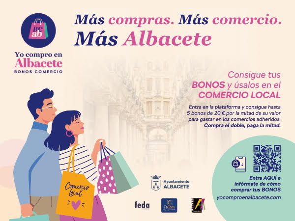 EmpresariosFEDA's tweet photo. Desde la Federación de Comercio de Albacete #FECOM, integrada en #FEDA, junto con la Asociación Albacete Centro y con la colaboración del @AytoAlbacete, te animamos a adherir tu comercio a la campaña “Más compras. Más comercio. Más Albacete”: Yo Compro en Albacete – Bonos Comercio. La campaña pondrá en circulación cerca de 250.000 euros en bonos para incentivar las compras en los comercios de Albacete. 

Antes de realizar la inscripción, es importante que leas íntegramente las condiciones de participación para establecimientos y consumidores y compruebes que tu establecimiento cumple los requisitos y se encuentra incluido en alguno de los epígrafes del IAE admitidos. Puedes consultar toda la información y las condiciones en la parte inferior de:
https://t.co/m8z0AwOx2n

Recuerda que, si tienes varios comercios, has de regístralos con diferentes emails. Una vez presentada la solicitud, se revisará la documentación aportada y se comunicará por correo electrónico el estado de la inscripción. En caso de ser aprobada, el comercio pasará a formar parte del listado de establecimientos adheridos en los que podrán canjearse los bonos. 

#FEDAAsociaciones #FECOMTuComercio #YoComproEnAlbacete