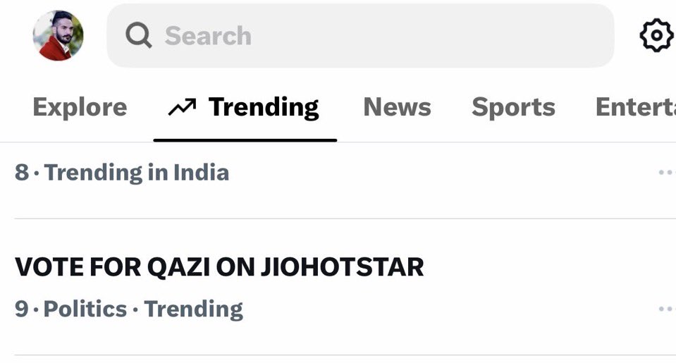 NeerajVibe_'s tweet photo. @qaziofficialfc Congratulation Our Tagline Is Trending On Number 9 🔥 
Do More Tweet ❤️

VOTE FOR QAZI ON JIOHOTSTAR https://t.co/Yn9bnCHLoS