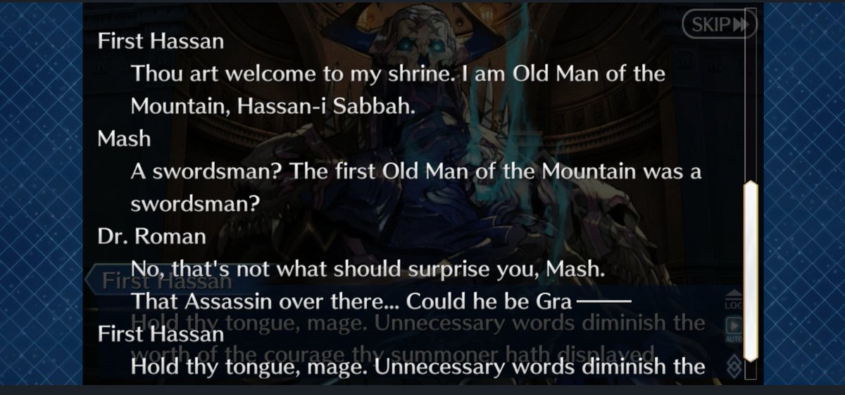 thatblasphemer's tweet photo. 1. Are we unaware of the existence of grand servants that hassan had to stop romani archiman?

2. I thought not much was known about the atlas Institute 

3. Is hassan not beyond the concept of a servant because of the feat he pulled in FSF https://t.co/O6Q8eAmlR6