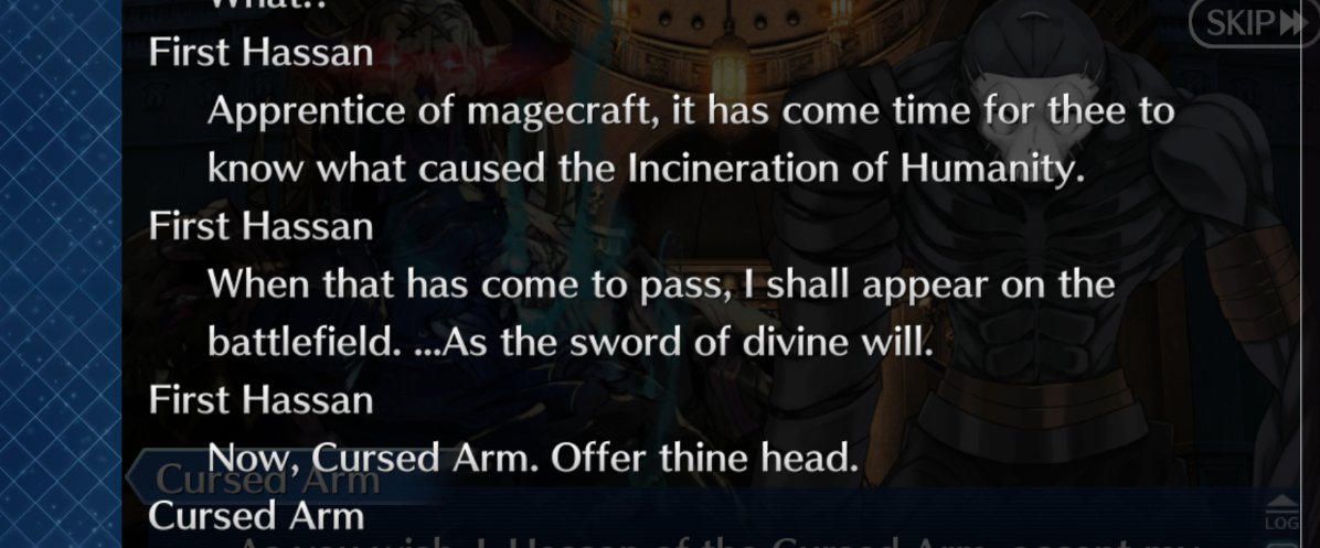 thatblasphemer's tweet photo. 1. Are we unaware of the existence of grand servants that hassan had to stop romani archiman?

2. I thought not much was known about the atlas Institute 

3. Is hassan not beyond the concept of a servant because of the feat he pulled in FSF https://t.co/O6Q8eAmlR6