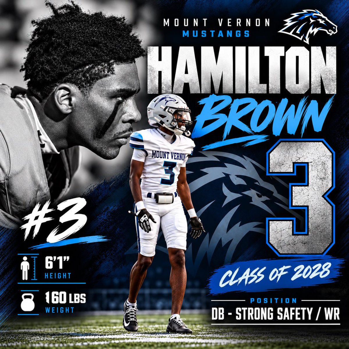 _hbr0wn's tweet photo. Putting in the work and continuing to get better. Excited for what’s ahead!

Hamilton Brown | #3
Mount Vernon | C/O 2028
6’1” | 160 lbs
DB / SS / WR

#AGTG #ClassOf2028 #GeorgiaFootball #Mustangs_MVFB #TEwracademy https://t.co/tKE3YzfJxN