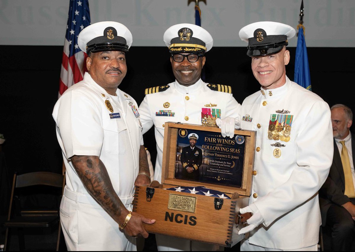 RealNCIS's tweet photo. The @RealNCIS Office of Military Support held a Change of Command ceremony on Aug 28. CAPT Haywood Williams, Jr. relieved CAPT Terrence U. Jones, who was presented the Legion of Merit for 3 years of command. Fair winds, CAPT Jones &amp; welcome CAPT Williams! https://t.co/uUiazZvjCt