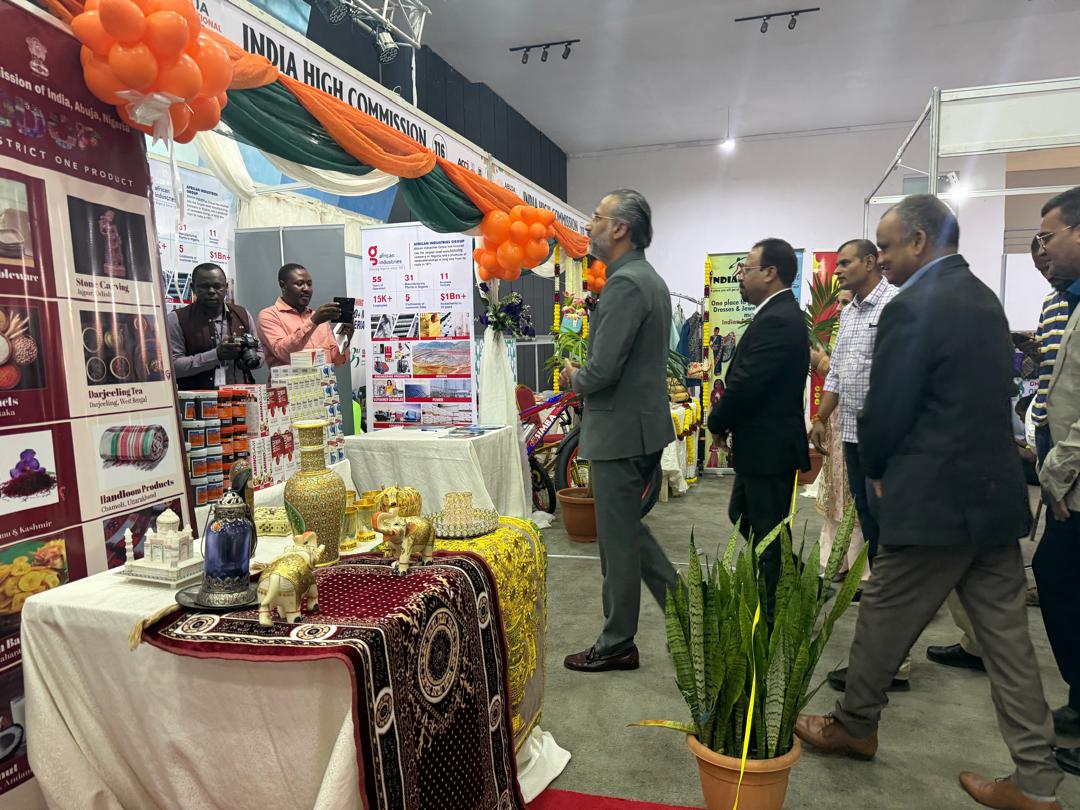 india_nigeria's tweet photo. 🇮🇳🇳🇬 Strengthening India–Nigeria Trade & Business Engagement

High Commissioner @AmbAbhishekIFS  inaugurated the Indian Pavilion at the 21st Abuja International Trade Fair on 29 September 2026.

The Pavilion brought together prominent Indian companies, including Sam Pharmaceutical Ltd, Africa Industries Group, Simba Group, Springfield Agro (Mahindra Authorised Partner), Checkers Custard, and Indian Fashion Boutique, showcasing a diverse range of Indian products, businesses and capabilities.

The Indian Pavilion witnessed substantial footfall, with visitors, prospective buyers and business seekers engaging with participating companies and exploring opportunities for trade, investment and business partnerships.

The participation reflects the growing commercial and business engagement between India and Nigeria and provides a valuable platform for strengthening B2B linkages and exploring new avenues of cooperation. 🇮🇳🤝🇳🇬

@MEAIndia @PIB_India @mygovindia @DDNewslive @prasarbharati @DoC_GoI @DrSJaishankar @PMOIndia @narendramodi