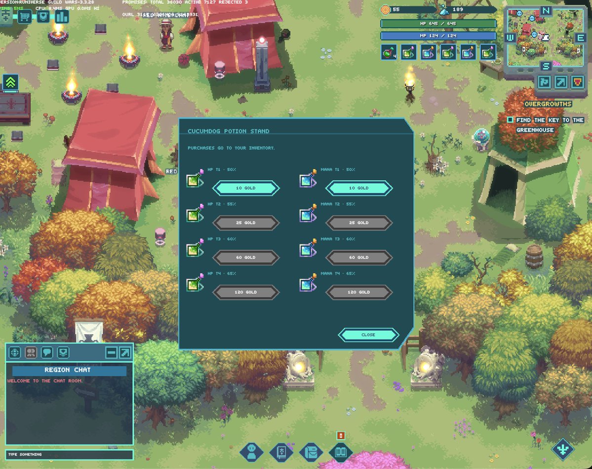 RuniverseGame's tweet photo. Today we added HP/MP alongside side Bottles and Consumable Potions.

Come test and give us feedback in our Discord. Details on some of the changes and links below. https://t.co/ErGxypuA1h
