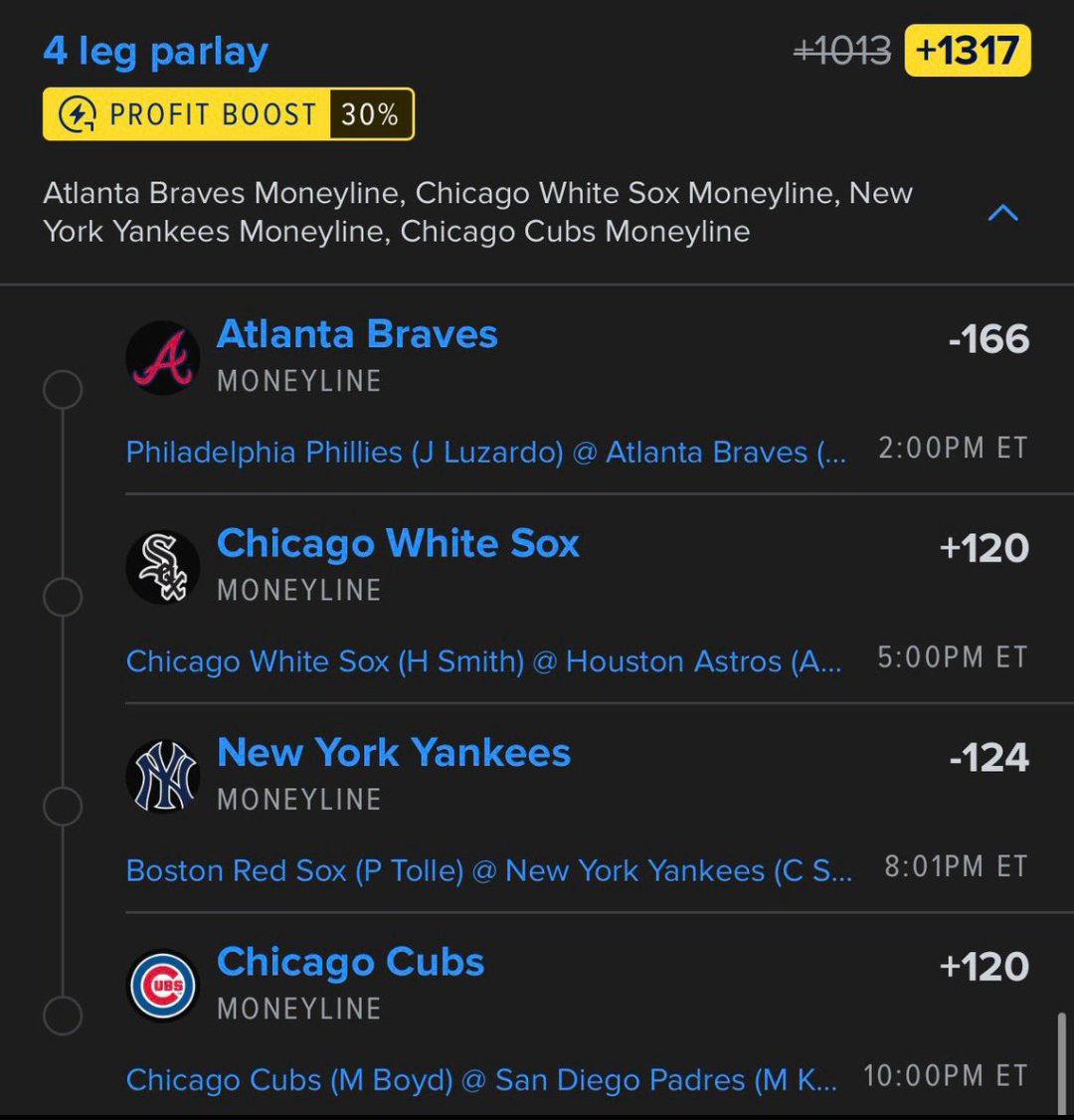 JameslockZ__'s tweet photo. MLB ML Lotto

Good Luck If Tailing🍀 https://t.co/ZbBcyYN5H9