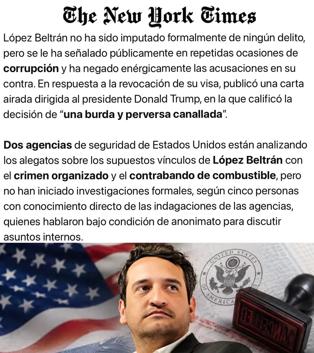 porktendencia's tweet photo. "New York Times":
Porque aseguró que dos agencias de seguridad de Estados Unidos que investigan a Andrés Manuel López Beltrán https://t.co/fBK7AHjmQv