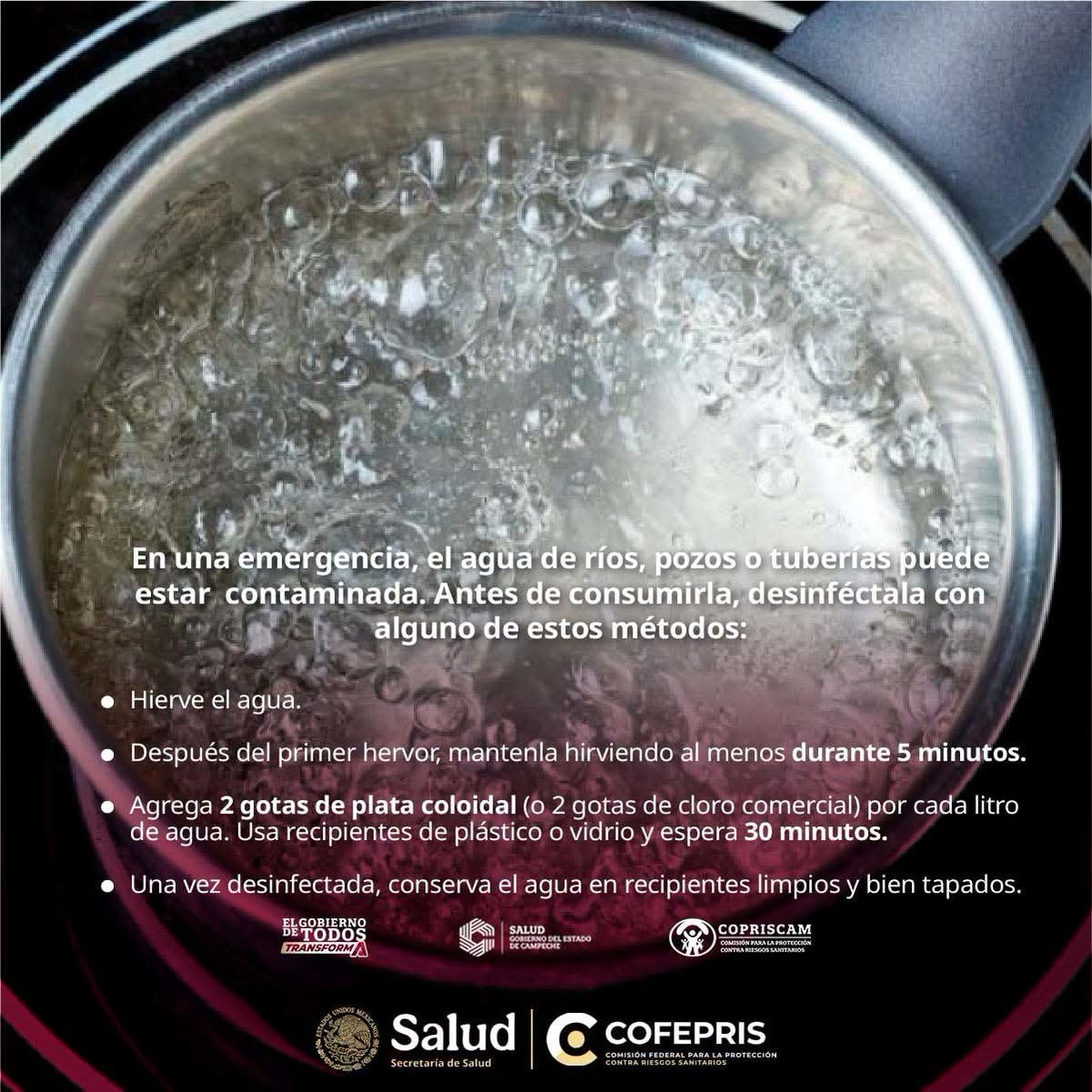 CCopriscam's tweet photo. Aunque el agua luzca limpia, puede contener microorganismos que no se ven a simple vista.
Ante una #Emergencia, desinfectarla antes de consumirla es una medida básica de protección a la salud.
#AguaSegura #CuidaTuSalud https://t.co/HDAn54InFD