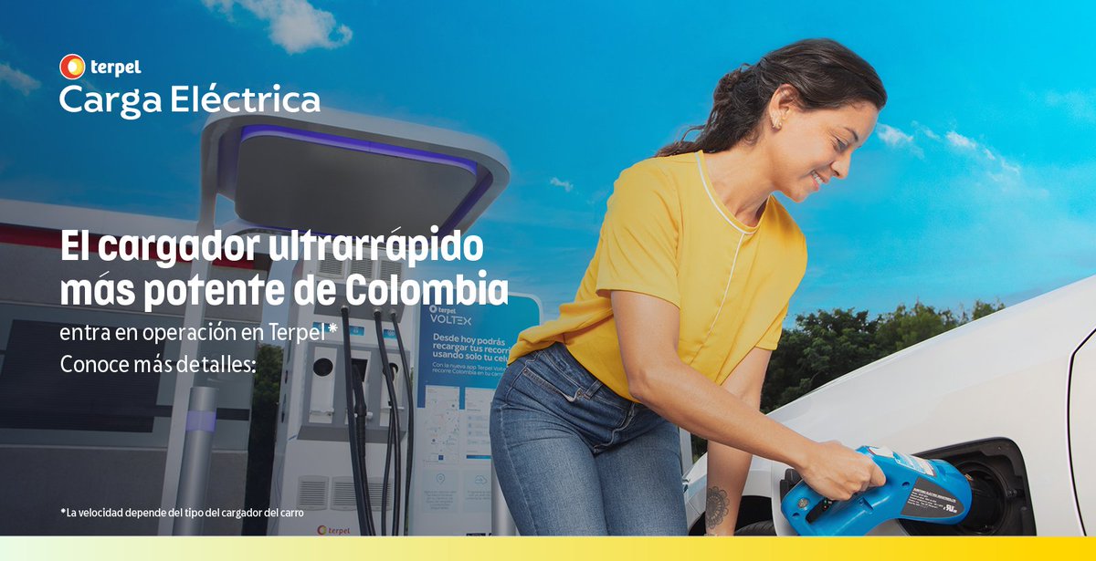 TerpelCol's tweet photo. Colombia ya tiene el cargador ultrarrápido más potente del país gracias a Terpel. ​

Está ubicado en nuestra estación El Sol por la Autopista Norte de Bogotá y reduce hasta en 50 % los tiempos de carga frente a un cargador rápido convencional.​

Seguimos construyendo la infraestructura que la transición energética necesita.⚡​

#MovilidadEléctrica #Terpel