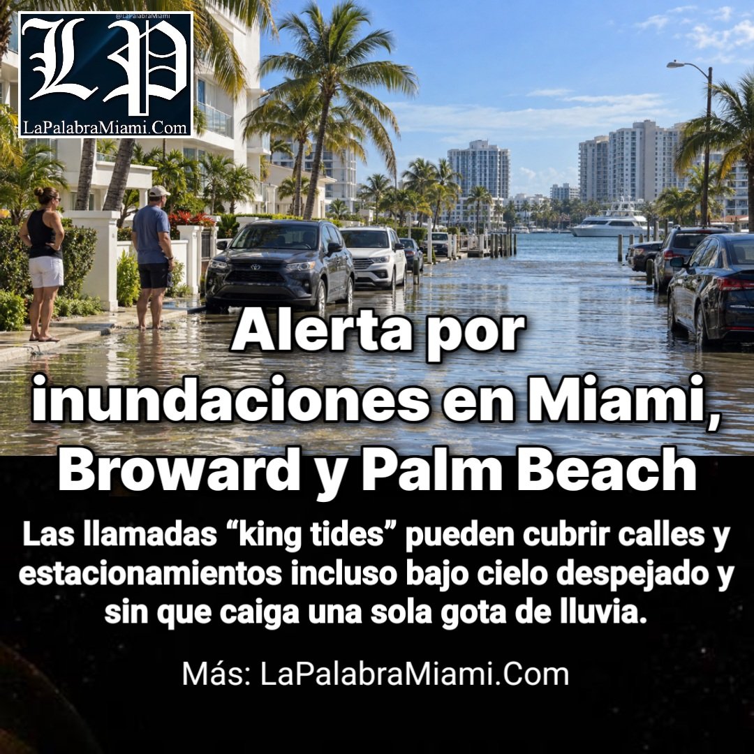 LaPalabraMiami's tweet photo. Alerta por inundaciones en Miami-Dade, Broward y Palm Beach

Las mareas extraordinariamente altas están produciendo riesgo de inundaciones costeras moderadas en  el sur de la Florida. 
Mas: https://t.co/00gSx46bHq 

#miami #inundaciones #Broward #palmbeach #Florida #eeuu https://t.co/bJtio7qaxb