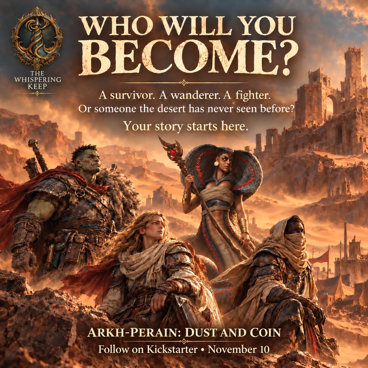 whisperingkeep's tweet photo. Before the first roll: who are you bringing into Arkh-Perain?

A survivor, wanderer, fighter—or someone entirely your own?

Tell us your character concept.

Follow on Kickstarter: https://t.co/vJFrnNgnH7

#ArkhPerain #TTRPG #CharacterCreation #KickstarterGames https://t.co/hcyYGlWqal
