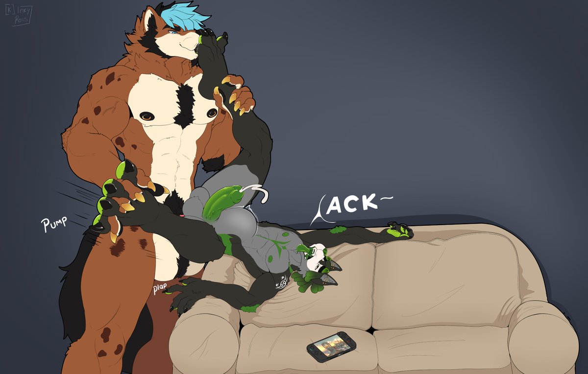 KaitheWolf3's tweet photo. ⚠️ NSFW • PAW/FOOT PLAY • SEXUAL CONTENT

Lexios probably should’ve thought twice before getting that comfortable around Kal.

One minute he’s stretched out and minding his business, the next Kal notices the perfect opening and immediately decides it would be a shame not to take advantage of it.~

Lexios might enjoy paws himself, but Kal is definitely the one having the most fun at first—pressing in, teasing him with just enough pressure to keep his attention, and watching every little reaction like he’s testing exactly how far he can push his luck.

Apparently the answer was pretty damn far.

Because that little bit of paw teasing doesn’t stay innocent for long, and before either of them can pretend this was still just messing around, Kal’s already gotten himself into a much more compromising position with Lexios and happily let the whole thing escalate.

So much for “just taking advantage of an opening.”

Kal saw an opportunity, took it…

…and then somehow ended up getting a whole lot more than he bargained for. 💚

@LexiosWereYeen 
Art by @Rous_Fox