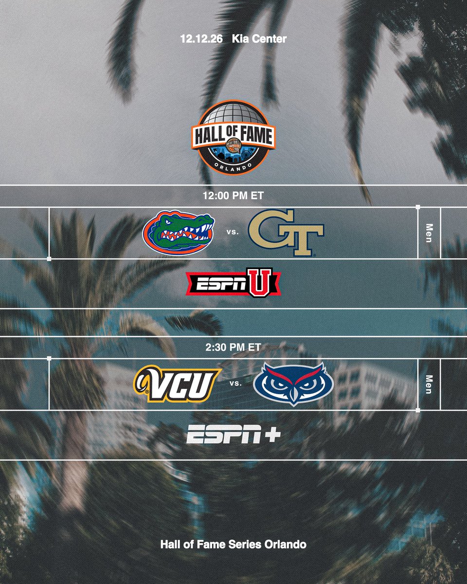 hofseries's tweet photo. @BCMBB @UMassMBB @UConnMBB @umichbball @hoophallu @tdgarden @StJohnsBBall @ArizonaMBB @TheGarden The schedule is set. 📺🏀 (4/6)

HOF Series Orlando
🏀 @GatorsMBK vs @GTMBB 
🏀 @VCU_Hoops vs @FAUMBB 

#HOFSeries | #HoophallU https://t.co/W45Wo0mN1g