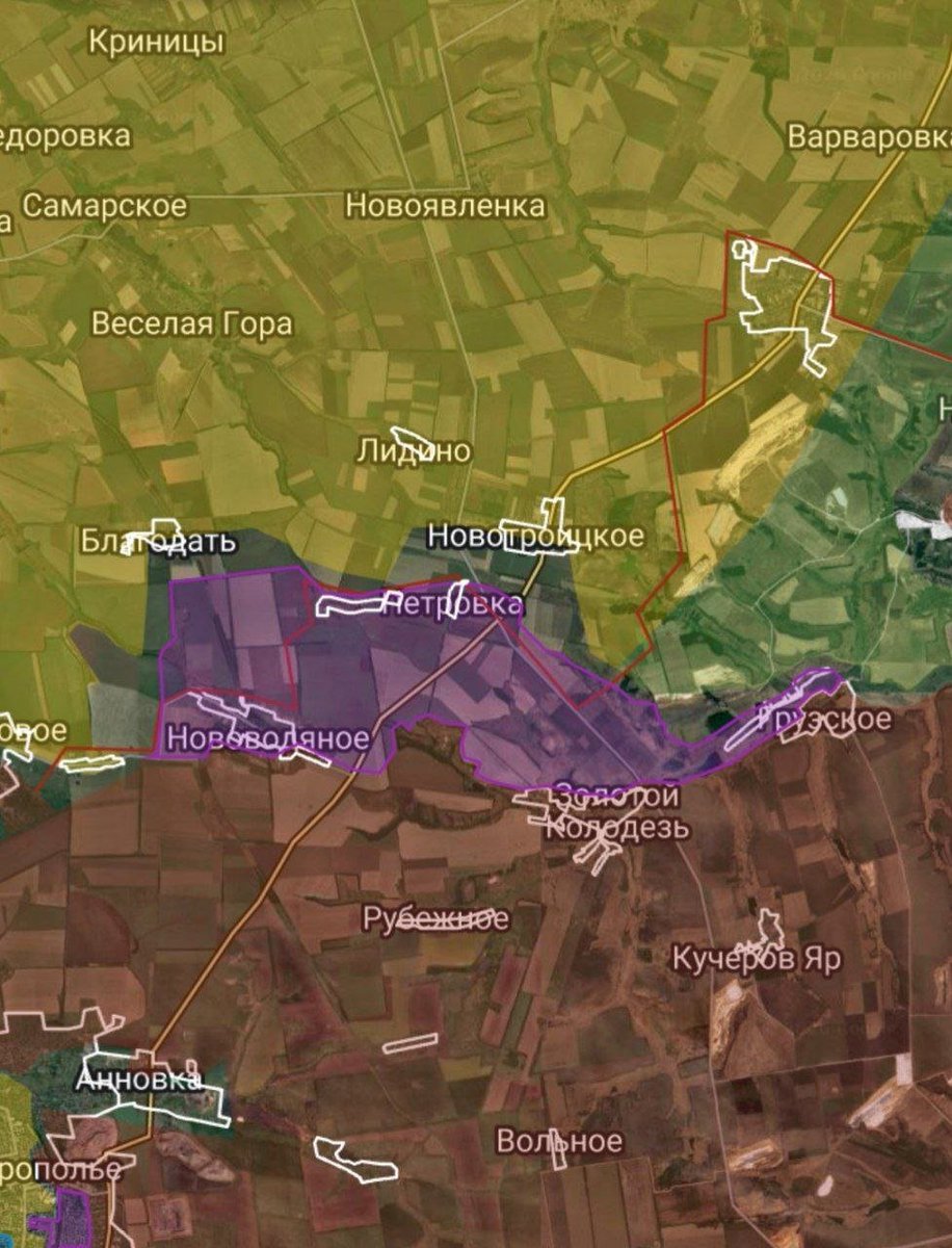 WarHunter2222's tweet photo. 🇷🇺🔥🇺🇦 Battle for Dobropillia.

🔴 The Russian Armed Forces have liberated Veseloye, Petrovka, Maryevka, and Novovodiane.

🔴 The Russian Armed Forces have begun fighting for Novotroitske and Blagodat.

🔴 The Russian Armed Forces have advanced in Dobropillia. https://t.co/PsXAVT4BYP