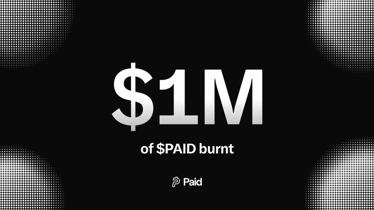 UsePaid's tweet photo. Over $1M of $PAID has been bought back and burned in under 2 weeks. https://t.co/RvVBZReQCF