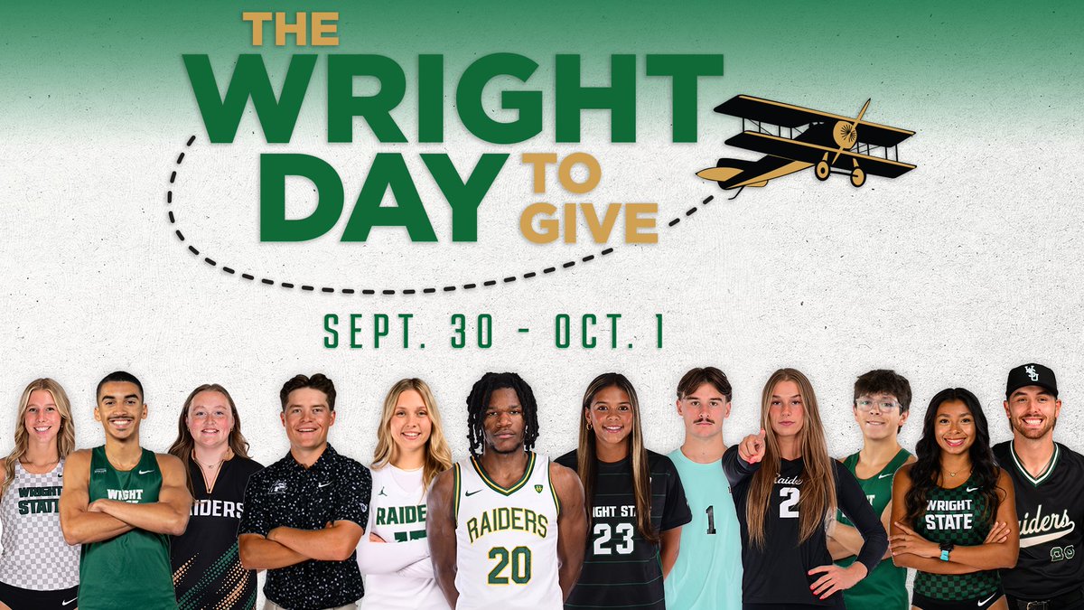 WSURaiders's tweet photo. It's almost time to show your support on Sept. 30 - Oct. 1, the #WrightDay2Give. Join us in helping support the student-athlete experience for our Raiders!

Donate: https://t.co/u5ntwcR31Z

𝐆𝐢𝐯𝐞 𝐁𝐚𝐜𝐤 𝐭𝐨 𝐭𝐡𝐞 𝐏𝐚𝐜𝐤 🐺 https://t.co/tpyXCCgcDb