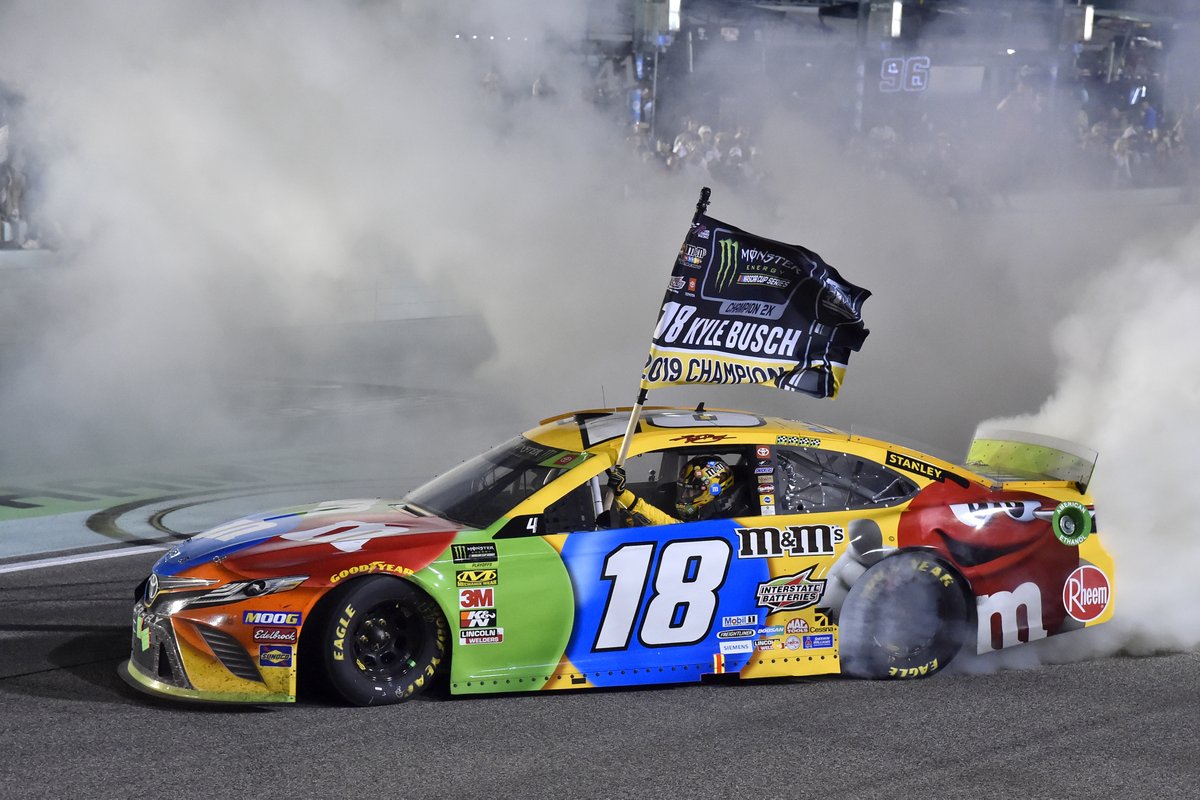 KellyCrandall's tweet photo. Las Vegas Motor Speedway has announced multiple tributes to Kyle Busch for this weekend.

- In addition to his seat at the drivers' meeting and the 8 logo in the grass, there will be a "Moment of Rowdy" on lap 8 of the race. The video boards will show KB highlights. 
- The 2019 championship trophy will be on display during pre-race activities. Meanwhile, his car from that season will be on display in the Fan Zone.
- A "Rowdy Forever" billboard will be overlooking Turn 4, and a banner will be on the outside of the racetrack grandstands facing the Fan Zone.
- There are now two streets by the speedway that have been renamed: one, "Rowdy Road," and the other, "Busch Brothers Drive." They will be formally presented to the Busch family during pre-race.
- A permanent memorial will be built under the grandstand near the entrance to the Neon Garage. Fans can sign their names.
- Fans are also invited to bring a small memento this weekend and leave it at the gift shop where a display has been set up.
