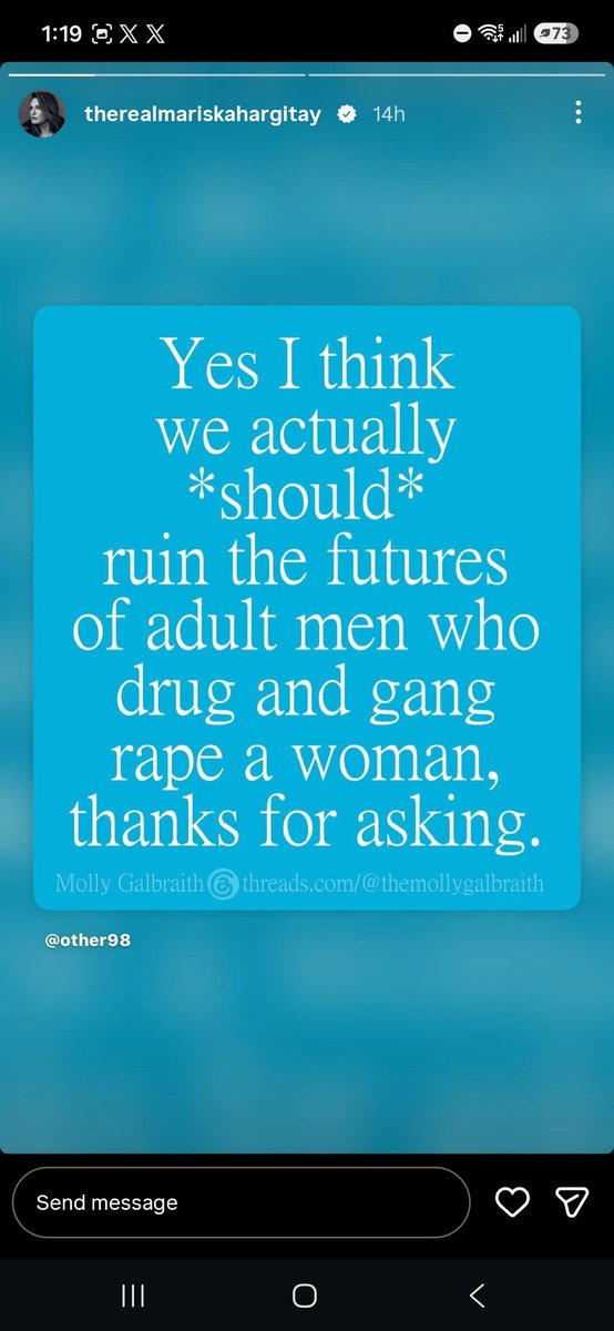 alleria_eh's tweet photo. Mariska Hargitay is calling out the Cornell 7 rapists on her instagram.

I love her. https://t.co/ww2Sf6HOdL