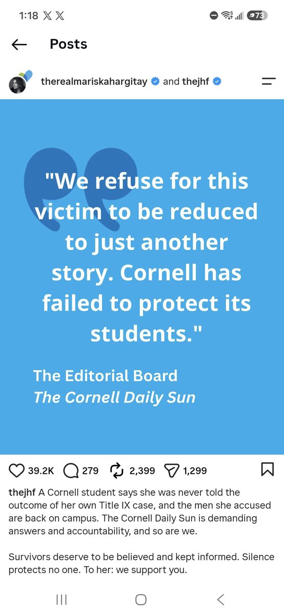 alleria_eh's tweet photo. Mariska Hargitay is calling out the Cornell 7 rapists on her instagram.

I love her. https://t.co/ww2Sf6HOdL